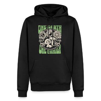 Jour de la Terre Une Terre, Une Famille - Sweat à capuche Premium bio Homme - noir - Devant - Nico (187cm)