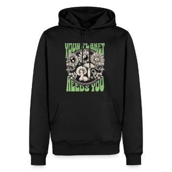 Votre planète a besoin de vous Jour de la Terre - Sweat à capuche Premium bio Homme - noir - Devant - Nico (187cm)