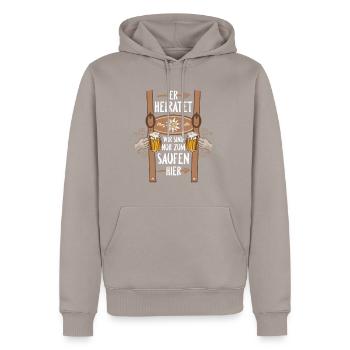 He's getting married, we're just here to drink, leather pants - Men’s Premium Organic Hoodie - taupe - Front - Nico (187cm)