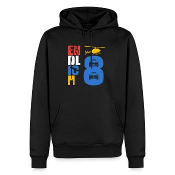Endlich 8 Polizei - Männer Premium Bio Hoodie - Schwarz - Vorne - Nico (187cm)