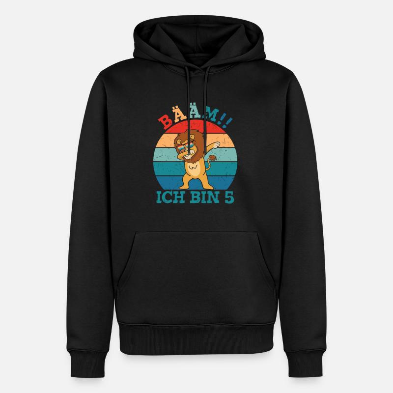 Bääm Ich bin 5 Löwe - Männer Premium Bio Hoodie - Schwarz