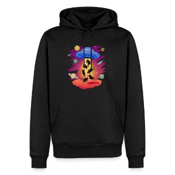 Cats of UFO Kidnapped Alien Saucer - Men’s Premium Organic Hoodie - black - Front - Nico (187cm)