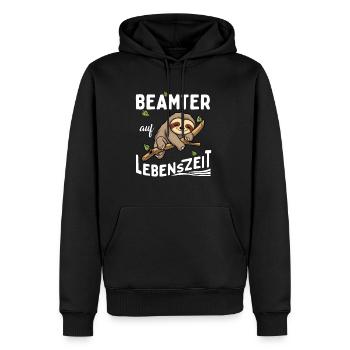 Faultier Beamter auf Lebenszeit - Männer Premium Bio Hoodie - Schwarz - Vorne - Nico (187cm)