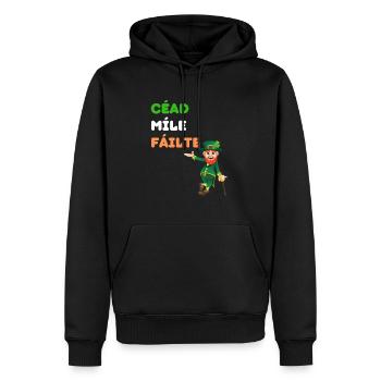 Irisches Glücks- und Willkommens-T-Shirt: Leprechaun Charm - Männer Premium Bio Hoodie - Schwarz - Vorne - Nico (187cm)