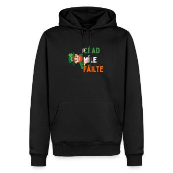 Chance irlandaise et tee-shirt de bienvenue : Leprechaun et Shamrock - Sweat à capuche Premium bio Homme - noir - Devant - Nico (187cm)