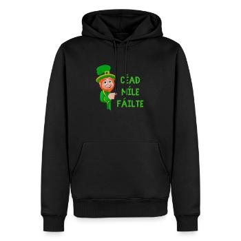 Chance irlandaise et tee-shirt de bienvenue : Leprechaun et Shamrock - Sweat à capuche Premium bio Homme - noir - Devant - Nico (187cm)