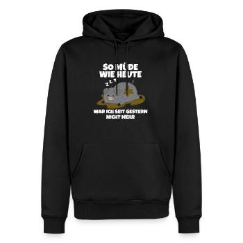 Je n’ai pas été aussi fatigué qu’aujourd’hui depuis hier - Sweat à capuche Premium bio Homme - noir - Devant - Nico (187cm)