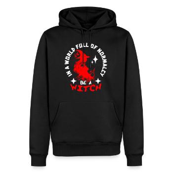 In einer Welt voller Normalität Sei eine Hexe - Männer Premium Bio Hoodie - Schwarz - Vorne - Nico (187cm)