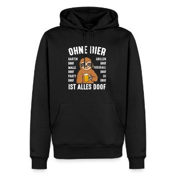 Without beer, everything is stupid rotten beer - Men’s Premium Organic Hoodie - black - Front - Nico (187cm)