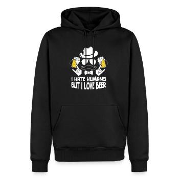 I Hate Humans But I Love Beer - Männer Premium Bio Hoodie - Schwarz - Vorne - Nico (187cm)