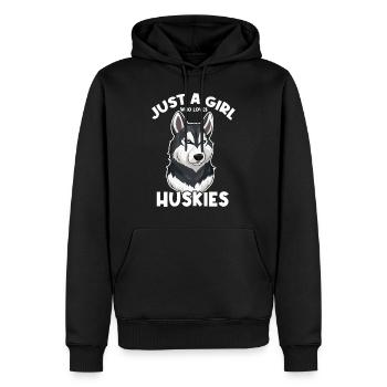 Nur ein Mädchen, das Huskys liebt - Männer Premium Bio Hoodie - Schwarz - Vorne - Nico (187cm)