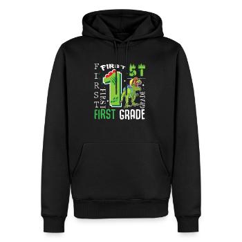 Dino T-Rex de 1ère classe - Sweat à capuche Premium bio Homme - noir - Devant - Nico (187cm)