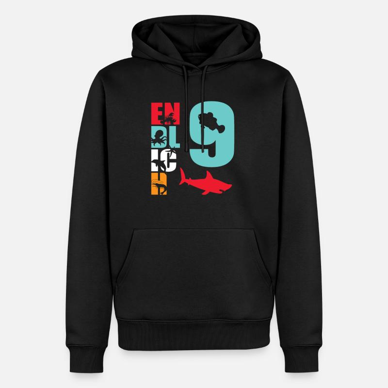 Enfin 9 Requin - Sweat à capuche Premium bio Homme - noir