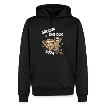 Grand Frère 2024 - Sweat à capuche Premium bio Homme - noir - Devant - Nico (187cm)