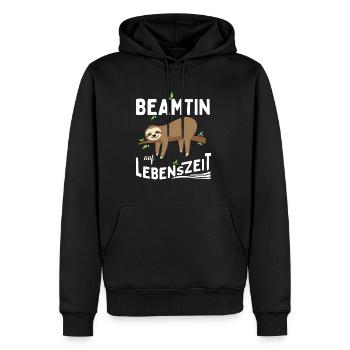 Fonctionnaire à vie Fonctionnaire à vie - Sweat à capuche Premium bio Homme - noir - Devant - Nico (187cm)
