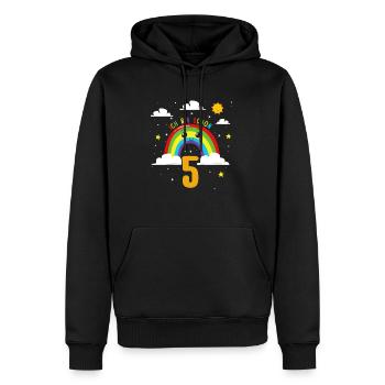Anniversaire arc-en-ciel 5 ans J’ai 5 ans - Sweat à capuche Premium bio Homme - noir - Devant - Nico (187cm)