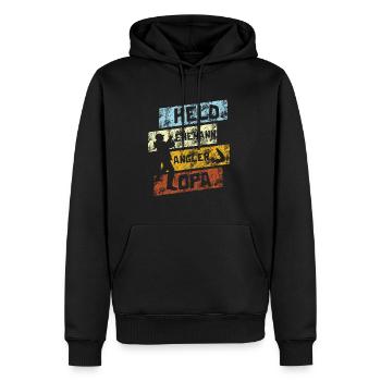 Held Ehemann Angler Opa Fischer Vatertagsgeschenk - Männer Premium Bio Hoodie - Schwarz - Vorne - Nico (187cm)