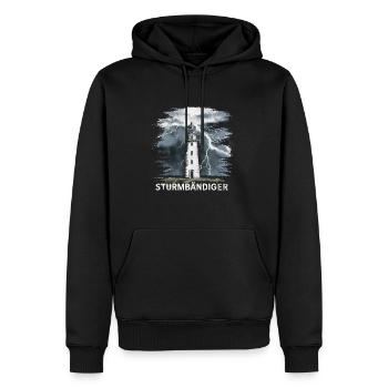 Stormbending Lighthouse Thunderstorm Powerful - Men’s Premium Organic Hoodie - black - Front - Nico (187cm)