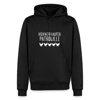 Hühnerhaufen Patrouille Lustiger Spruch Bauernhof - Männer Premium Bio Hoodie - Schwarz - Vorne - Nico (187cm)