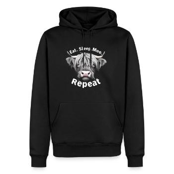 Eat Sleep Moo Highland Beef - Men’s Premium Organic Hoodie - black - Front - Nico (187cm)