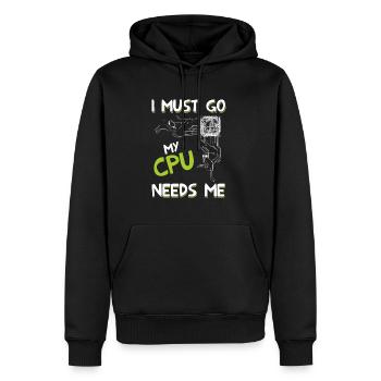 I Must Go My Cpu Needs Me - Männer Premium Bio Hoodie - Schwarz - Vorne - Nico (187cm)
