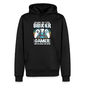 Bruder und Gamer Gaming Bruder - Männer Premium Bio Hoodie - Schwarz - Vorne - Nico (187cm)