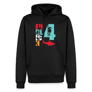 Enfin 4 poissons-requins - Sweat à capuche Premium bio Homme - noir - Devant - Nico (187cm)