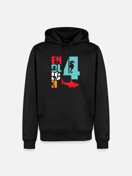Endlich 4 Hai Fisch - Männer Premium Bio Hoodie - Schwarz