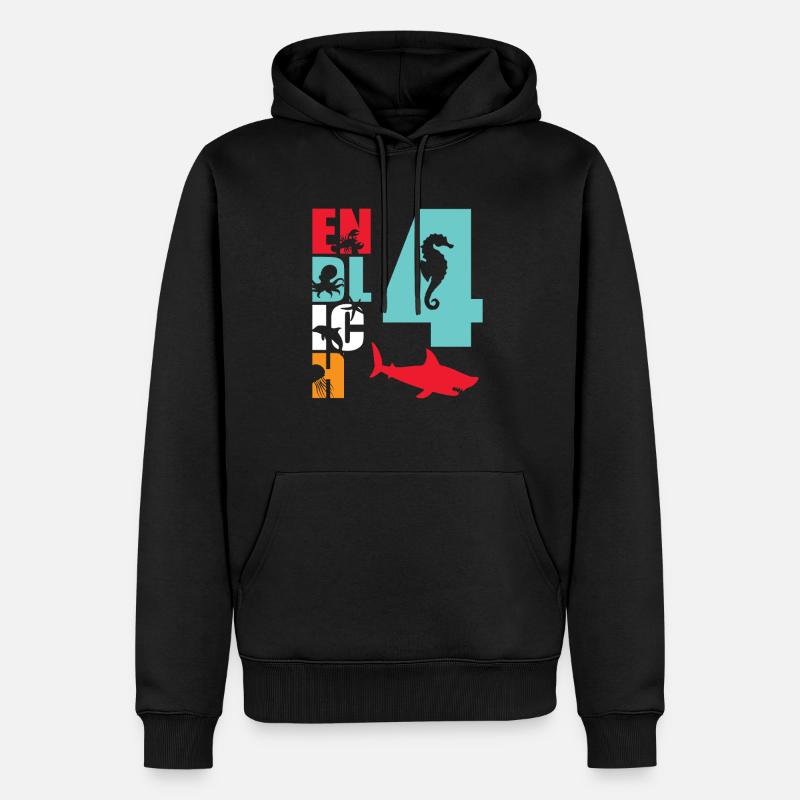Enfin 4 poissons-requins - Sweat à capuche Premium bio Homme - noir