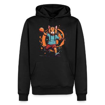 Chat de handball Style streetwear iconique - Sweat à capuche Premium bio Homme - noir - Devant - Nico (187cm)