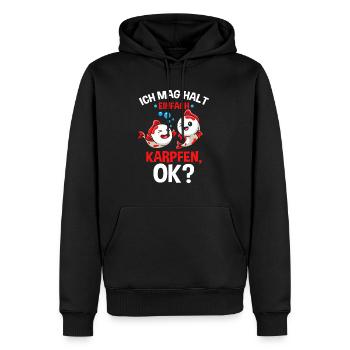 J'aime juste la carpe, OK - Sweat à capuche Premium bio Homme - noir - Devant - Nico (187cm)