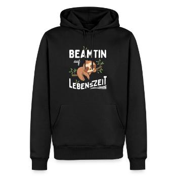 Paresseux Fonctionnaire à vie Fonctionnaire à vie - Sweat à capuche Premium bio Homme - noir - Devant - Nico (187cm)