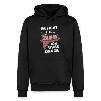 Bin Nicht Faul Ich Spare Energie Hängebauchschwein - Männer Premium Bio Hoodie - Schwarz - Vorne - Nico (187cm)
