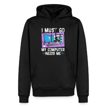 I Must Go My Computer Needs Me - Männer Premium Bio Hoodie - Schwarz - Vorne - Nico (187cm)