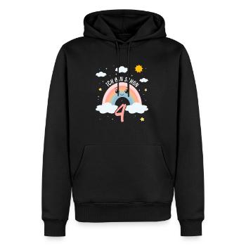 Anniversaire arc-en-ciel 4 ans J’ai 4 ans - Sweat à capuche Premium bio Homme - noir - Devant - Nico (187cm)