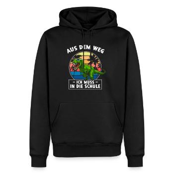 Aus dem Weg ich muss in die Schule Dino - Männer Premium Bio Hoodie - Schwarz - Vorne - Nico (187cm)