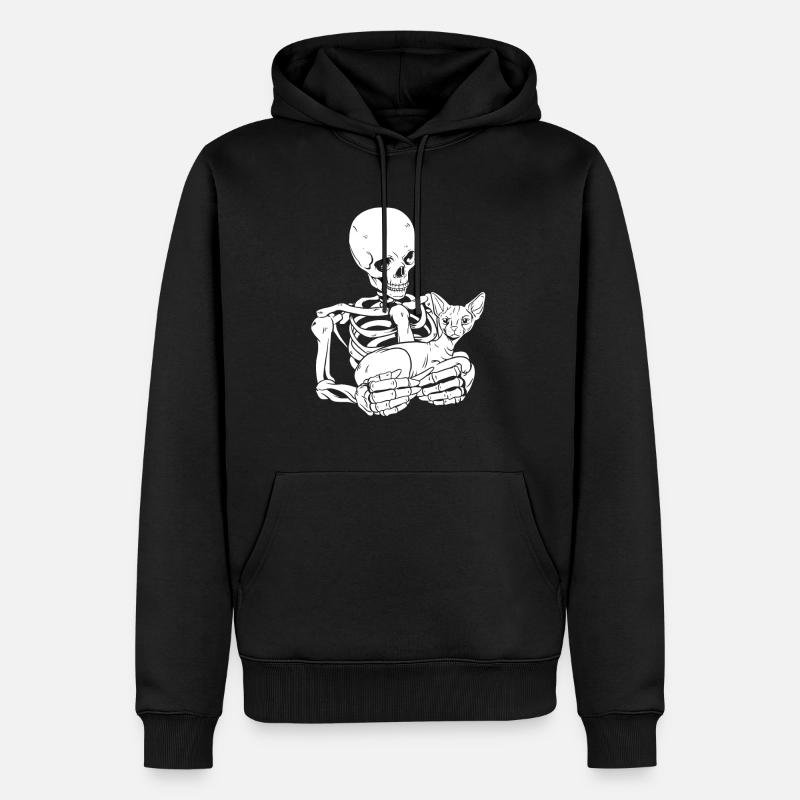 Chat Tenant Squelette - Sweat à capuche Premium bio Homme - noir