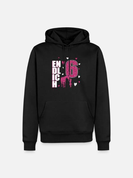 Endlich 6 Pferd Pony - Männer Premium Bio Hoodie - Schwarz