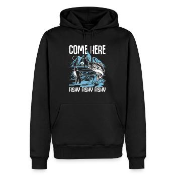 Viens ici Fishy Fishy Fishy - Sweat à capuche Premium bio Homme - noir - Devant - Nico (187cm)