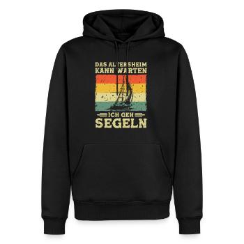 La maison de retraite peut attendre, j’irai faire de la voile - Sweat à capuche Premium bio Homme - noir - Devant - Nico (187cm)