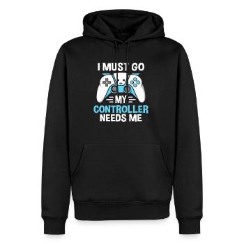 I Must Go My Controller Needs Me Gamer - Männer Premium Bio Hoodie - Schwarz - Vorne - Nico (187cm)