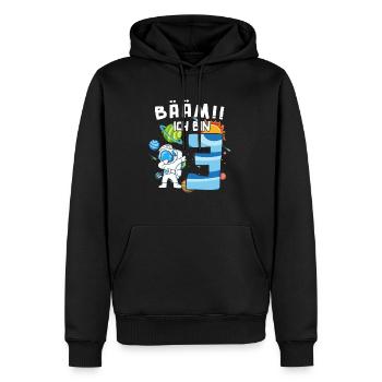 Bääm Ich bin 3 Astronaut - Männer Premium Bio Hoodie - Schwarz - Vorne - Nico (187cm)