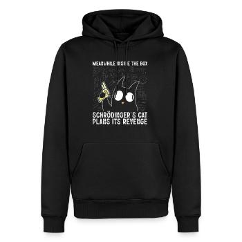 Pendant ce temps, à l’intérieur de la boîte Schrödinger Cat - Sweat à capuche Premium bio Homme - noir - Devant - Nico (187cm)