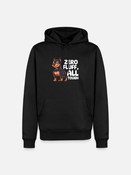Zero Fluff, All Tough - Doberman Dog - Men’s Premium Organic Hoodie - black