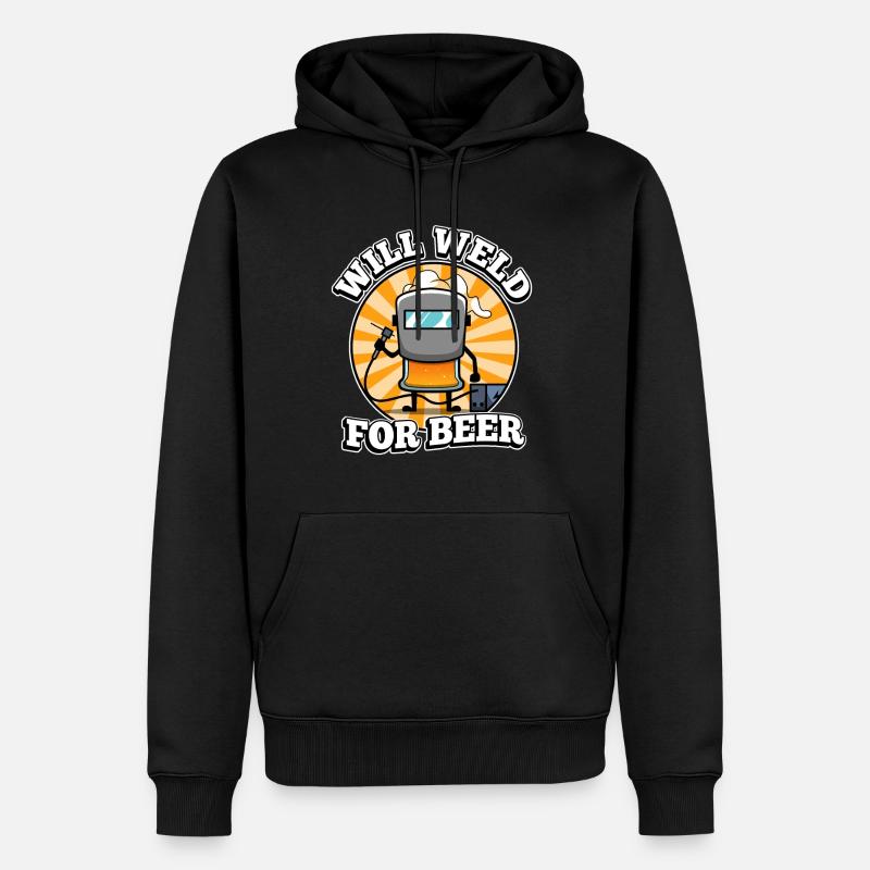 Will weld for beer - Männer Premium Bio Hoodie - Schwarz