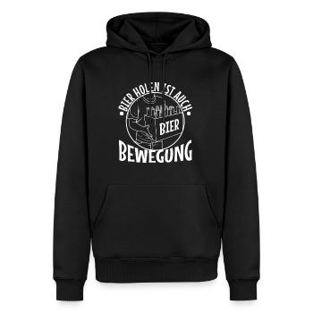 Bier holen ist auch Bewegung - Männer Premium Bio Hoodie - Schwarz - Vorne - Nico (187cm)