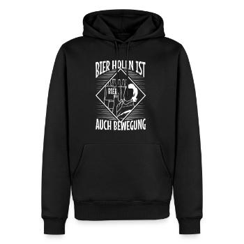 Bier holen ist auch Bewegung - Männer Premium Bio Hoodie - Schwarz - Vorne - Nico (187cm)