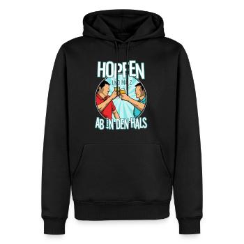 Houblon et malt - Sweat à capuche Premium bio Homme - noir - Devant - Nico (187cm)
