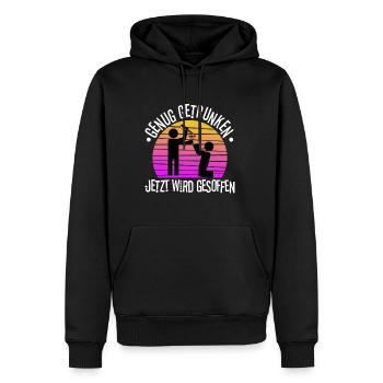 Genug getrunken jetzt wird gesoffen - Männer Premium Bio Hoodie - Schwarz - Vorne - Nico (187cm)