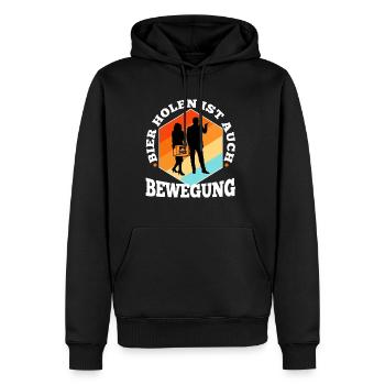 Bier holen ist auch Bewegung - Männer Premium Bio Hoodie - Schwarz - Vorne - Nico (187cm)